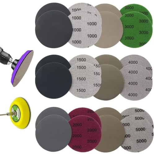 SIOPPKIK Schleifpapier 80mm Klett, Runde Schleifscheiben 1000/1500/2000/3000/4000/5000 Grits, Nasse Trockene Exzenterschleifer Schleifpapier für Metall Holz (24 Stück）