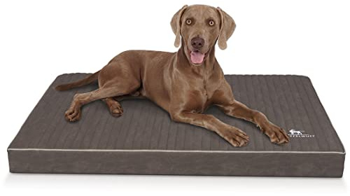 Knuffelwuff orthopädische Hundematte Palomino aus Laser-gestepptem Kunstleder XL 100 x 70cm Braungrau - rutschfeste Unterboden - leicht zu reinigen - für große, mittelgroße und kleine Hunde