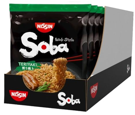 NISSIN Soba Wok Style Teriyaki Flavoured Instant Noodles, 110 g (9-Pack) | Quick & Easy Instant Noodles Meal, Low in Fat, Ready in 3 Minutes, Perfect for On-the-Go, Quick Snack