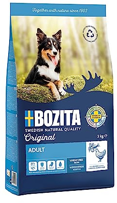 Bozita Hundefutter Original Adult Huhn – 3 kg weizenfreies Trockenfutter für Hunde mit normalem Aktivitätsniveau – Ausgewogene, vollwertige Ernährung für gesunde und Vitale Erwachsene Hunde