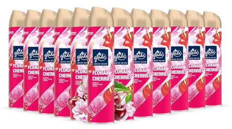 Glade Air Freshener, Aerosol Room Spray, Frosted Floral Cherries, Pack of 12 (12 x 300ml)