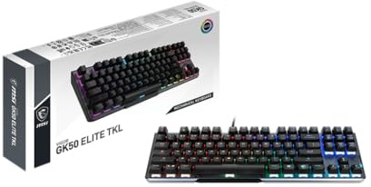 MSI Vigor GK50 Elite TKL LR US Teclado mecánico RGB para juegos con interruptores rojos Kahil