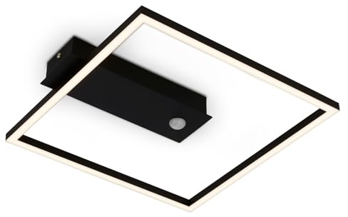 BRILONER – LED-taklampa, ram, LED-taklampa med varm vit ljusfärg, lampa med sensor, vardagsrum, sovrum, 320 x 300 x 50 mm (L x B x H), svart