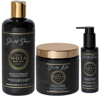 Coffret Prestige Capillaire GAMME STIMULATE - Trio Shampoing + Masque + Sérum + Brosse cheveux brushing offerte - HUILE DE RICIN - NOÏA HAIR
