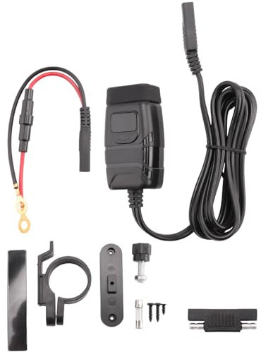 Kliplinc Cargador para teléfonos de moto, cargador dual USB tipo C PD con voltímetro e interruptor de encendido/apagado