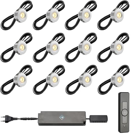 Hamulight LED Einbaustrahler Terrassenüberdachung Pals ab mit Fernbedienung | Wintergarten Beleuchtung - Einbauleuchten - Terrassendach - Überdachung | 3W - Dimmbar - Warmweiß | Set mit 12 Stück