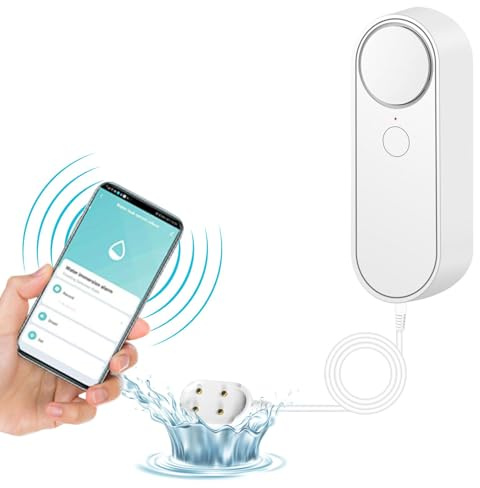 Jadeshay Wassermelder WLAN Wassersensor 2-in-1 Smart Wasserleckdetektor 90 dB Water Leak Detector WiFi Wassermelder für Küche, Bad, Keller, Mit App-Benachrichtigung（One Sensor）