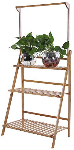 Cocoarm Escalera para plantas de 3 niveles, escalera de bambú para plantas, estantería para flores, escalera de flores, escalera para plantas, para salón, balcón, jardín, interior y exterior