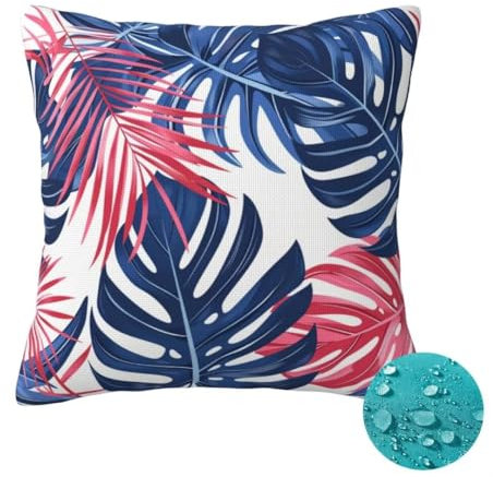 Outdoor Kissen Wetterfest 2 Stück Blau Kissenbezug 40x40 cm, Sommer Gartenkissen Deko Outdoor Sitzkissen Wetterfest, Kissenbezüge Pflanzen Outdoorkissen für Balkon Terrasse Patio Garten Deko -OZ146