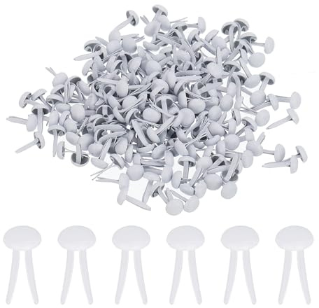 PATIKIL 300 Stück Musterbeutelklammern 4,5 x 8 mm Mini Brads Metall Rundkopfklammern Briefklammern Musterklammern Scrapbooking für Kunst Basteln Handwerk DIY-Projekte PapierWeiß