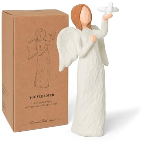 thovorrnl Engel Figur, Trauergeschenk Schutzengel Figur, Statue mit Taube Beileidsgeschenk, Religiöser Engel Geschenke für Frieden Freiheit