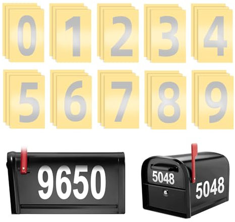 Biglumin Aufkleber – Zahlenaufkleber, Briefkasten-Zahlenaufkleber 1 bis 10, Vinyl-Aufkleber, Nummernaufkleber klebezahlen wetterfest, selbstklebend, wasserfest, reflektierend – Silber. (30 PCS)