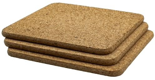 Go4Cork Quadratische Korkuntersetzer, Set - 195 x 195 x 10 mm (7,68 x 7,68 x 0,39), 3er-Pack | Hitzebeständig, wiederverwendbar, leicht zu reinigen | Ideal für Küche und Esszimmer