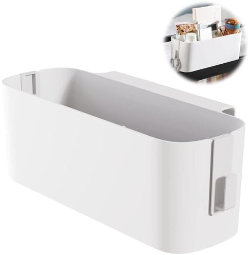 Bett Organizer zum Einhängen, Kunststoff Einhängen Bettorganizer ,Nachttisch Bett Bettablage Betttasche Boxen zum Aufhängen, Hängekörbe mit 2 Abnehmbarer Haken, für Familie, Wohnheim, Büro, Weiß