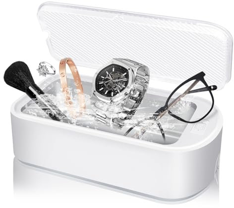 Ultrasonic Cleaner Machine 48000Hz, Portable Ultrasonic Jewellery Cleaner Glasses Cleaner with 2 Cleaning Modes, 650ml Small Sonic Cleaner for Cleaning Jewellery Rings Glasses Watches Denture