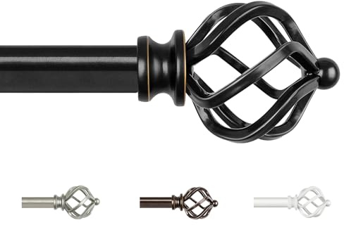 KAMANINA Schwarze Gardinenstange Ausziehbar 80-292cm, Ø 19mm Vorhangstange