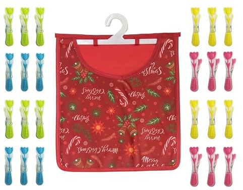 Maishijie Confezione da 24 mollette per bucato con impugnatura morbida, multicolore, robuste e antiscivolo, in plastica per asciugare i vestiti (rosso-2)