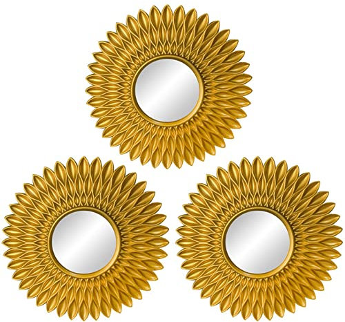 JOERBABU Goldene Wanddekoration Set mit 3 hängenden Ornamenten, Kunsthandwerk