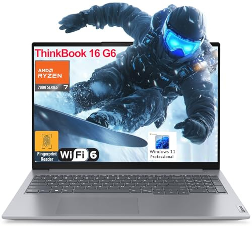 Lenovo ThinkBook 16 G6 16 pulgadas FHD+ Computadora portátil, AMD 8-Core Ryzen 7 7730U (Beat i7-1360P), 32GB DDR4 RAM, 1TB PCIe SSD, WiFi 6, Bluetooth 5.3, Type-C 3.2, lector de huellas dactilares,
