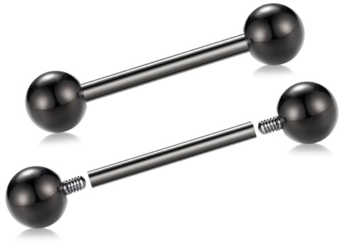 AROWRO G23 Barras de Pezón de Titanio Joyería de Piercing de Pezón Barras de Lengua con Rosca Interna Piercing de Barra de Lengua Piercing de Lengua Piercing de Puente Joyería