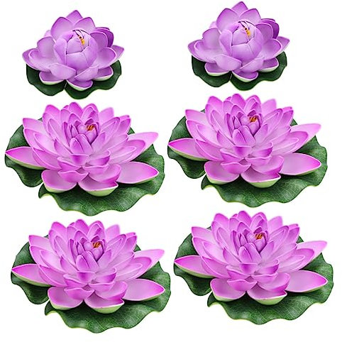 BUGUUYO 6stücke Künstliche Teichpflanzen Lotusblumen Schwimmend Für Garten Dekoration Künstliche Seerosen Simulation Aus Kunststoff Für Innenbereich Und Außenbereich Heimdekoration