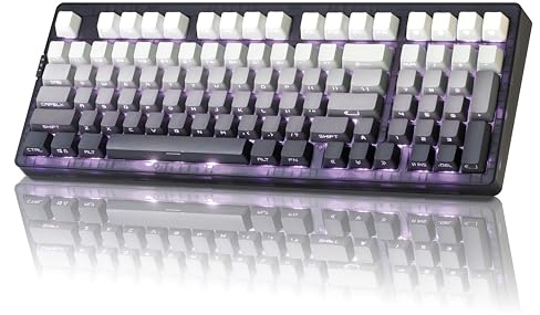 ZORNHER ZH980 Teclado mecánico inalámbrico para juegos, 95% blanco y negro, teclado cremoso personalizable con almohadilla de números, teclas PBT iluminadas, interruptores