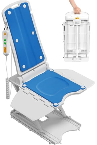 PPOLB Electric Chair Lift - Floor Lift for Elderly Falls, Support Up to 308 LB, IPX8 Waterproof Bath Lift, Foldable & Wireless Rechargeable Design, Quick-Rise Assist for Disabled