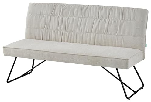DUBI Möbel Sitzbank Hannah Esszimmerbank 140 cm mit Rückenlehne gepolstert mit Federkern für Esszimmer, Flur, Garderobe mit Metallgestell | modern Design | Creme, 21303-140-RE02
