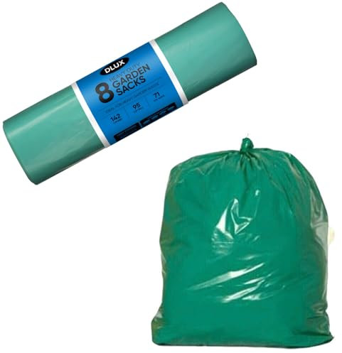 8 Pack Heavy-Duty Garden Waste Sacks – Extra Strong Refuse Bags for Leaves, Grass, and Outdoor Debris Tear-Resistant Bin Liners for Garden, Yard, and Landscaping Cleanup