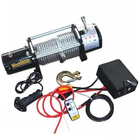 Verricello del veicolo di trazione della gru Verricello elettrico montato su auto, verricello elettronico per veicoli fuoristrada elettromagnetico 12V 24V 9500 libbre 6 m/min(12V)