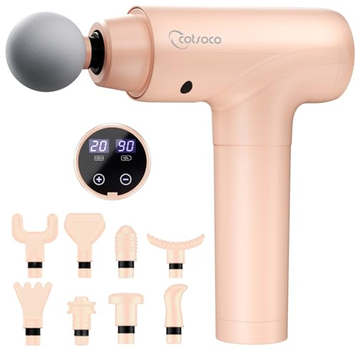 cotsoco Massage Gun Deep Tissue, Muscle Massage Gun Back Massager for Pain Relief, 20 Speeds Handheld Electric Massager Tool with Silent Brushless Motor, Suitable for Gym Office Home Travel, Pink