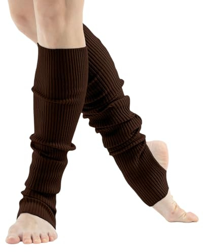 Generisch Jarretelles noires Chauffe-jambes pour femmes Danse & Yoga | Chaussettes de danse à bout ouvert et talon | Chaussettes de fête côtelées Eighty's 80s | Chaussettes de sport chaudes sans