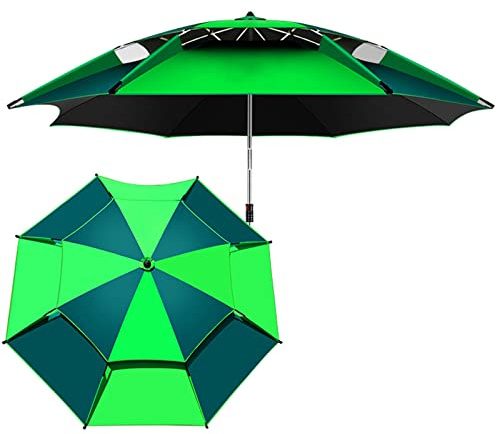 CLSDRZC Parasol de, Parasol à Plage Portable Outdoor Sunshade Double Couche de pêche de pêche Parasol avec Sac de Transport, Bouchon/Bouchon de Plancher du Vent, Poteau télescopique, Rotation à 360