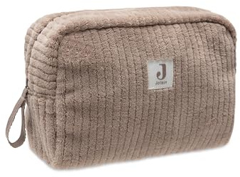 Jollein Etui Cloudy Rib – Milky Coffee – Kulturbeutel Baby – Praktisch für Unterwegs – Aufbewahrungstasche – Für Baby Spielzeug & Wickelzubehör – Mit Reißverschluss