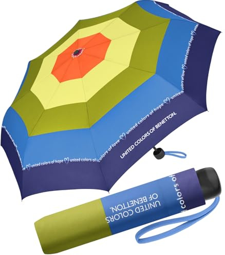 Benetton Regenschirm Rainbow Text - Taschenschirm Super Mini - blue