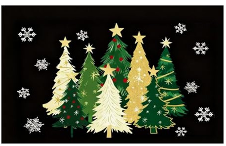 FahrtSeek Fußmatte Weihnachten - rutschfeste Waschbar Fussmatte Innen - 45x75cm Merry Christmas Tree Schmutzfangmatte Eingangsteppich, Weihnachtsdeko Innen