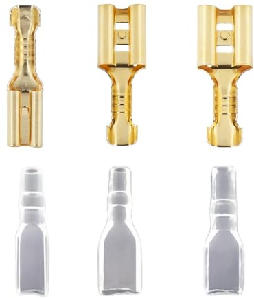 JOYELEC Kit Capicorda Terminali da Crimpare in Rame 666 Pezzi — 2,8 mm, 4,8 mm, 6,3 mm Connettori Elettrici Piatti Isolati (Maschio Femmina), adatti per Auto e Cavi Elettrici, in confezione sacchetto