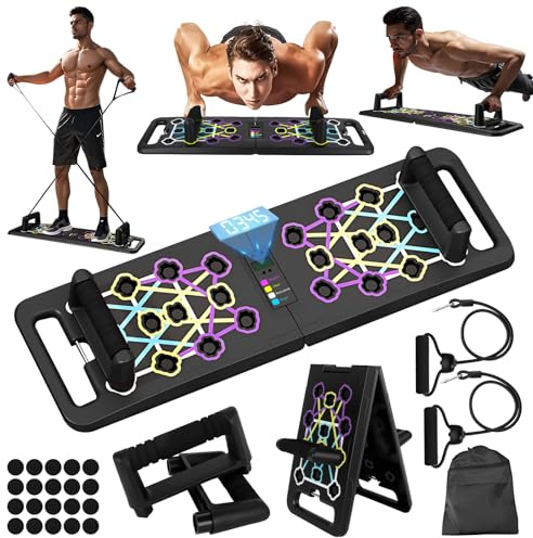 Push Up Board with Automatic Count, Portable Press Up Board, Exercise Equipment for Home Use, System Fitness Floor Chest Muscle Exercise Professional Equipment for Men Women Training Gifts (Black-2)