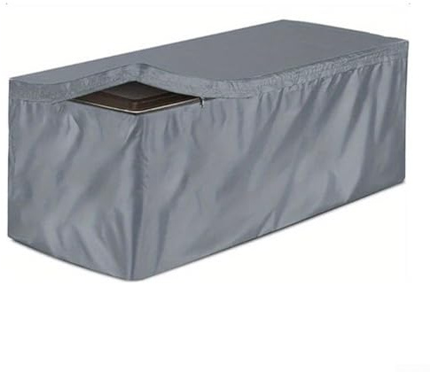 HEBEOT Oxford - Copertura impermeabile per terrazza e terrazza, rivestimento in poliuretano ripstop, con cerniera e fibbia antivento, per esterni, mobili da giardino, tavoli e ottomane, grigio, misure