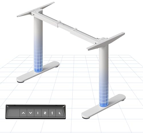 FLEXISPOT Höhenverstellbarer Schreibtisch – runde Tischbeine für erhöhte Stabilität & Optik, Sitz-Steh-Tischrahmen 71–118 cm, ausziehbar 92–142,5 cm, 80 kg Tragkraft (Weiß)