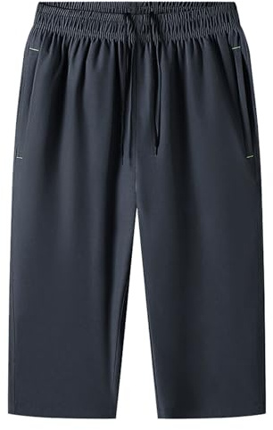Generisch Pantalones de tela para hombre, de lino, para verano, pierna ancha, holgados, transpirables, elásticos, cómodos, para playa, vacaciones, A24