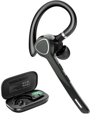 VOTAZIB Bluetooth Ohrhörer, V5.4 Wireless Freisprech Telefon mit CVC 8.0 und ENC Dual Mikrofon, Bluetooth Headset mit 90h Spielzeit Mic Mute, Schwarz