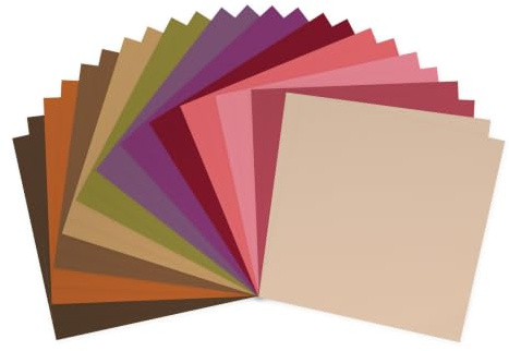 Vaessen Creative Tonkartong 30,5 x 30,5 cm – 24 st. färgpapper – 12 bohemiska färger – pysselpapper och scrapbookpapper, 216 g – papper för kort, hantverk, stansning och pappershantverk – textur