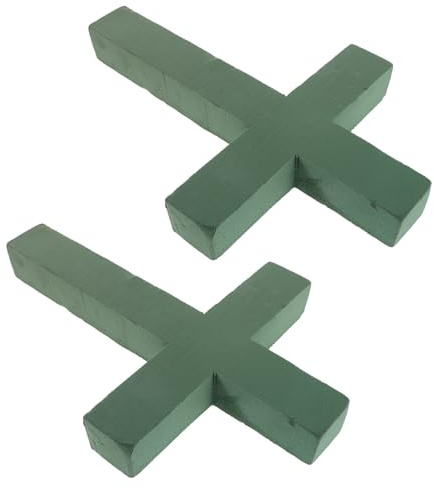 DOITOOL Cruz Floral Soporte Robusto y Fácil de Moldear 2 Piezas de Espuma Verde para Arreglos Funerarios Adecuado para Homenajes y Decoraciones Conmemorativas