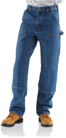 CARHARTT Salopette en jean délavé double devant pour homme, Darkstone, 50W x 32L