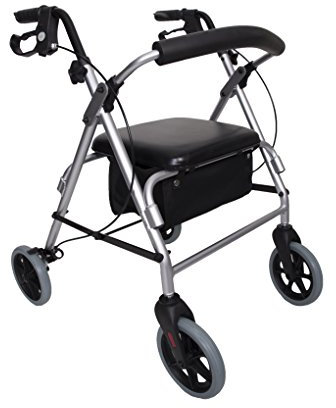 Angel Mobility Ultralite Lightweight Folding Rollator Four Wheeled Walking Zimmer Frame with Seat and Brakes.