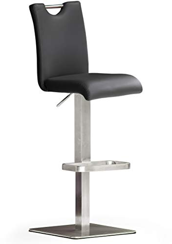 Robas Lund Barhocker Schwarz mit Lehne Barstuhl drehbar 180 Grad, Hocker höhenverstellbar, PU BAR.DO