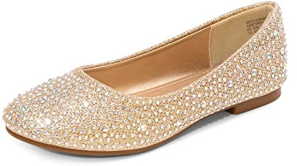 DREAM PAIRS Ballerine Bambina, Scarpe Principessa Bambina, Eleganti Scarpe Basse Classiche Slip-on per Matrimonio Festa e Abbigliamento Quotidiano,Size 30,Oro/Glitter,New-MUY