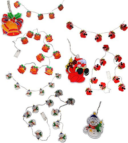 alles-meine.de GmbH 1 Stück Lichterkette LED - Weihnachts Motive - Laterne mit Batterie - elektrisch kabellos INNEN - Weihnachten - batteriebetrieben Lampionkette Papierlat..