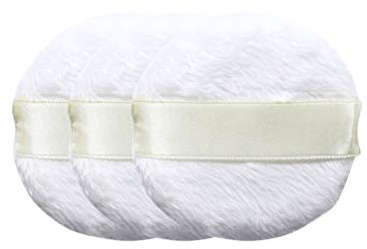 Lurrose Weißer weicher Plüschpuderquaste Flauschige Puderquaste mit Band für Körper und Gesichtspower (3 Stück)